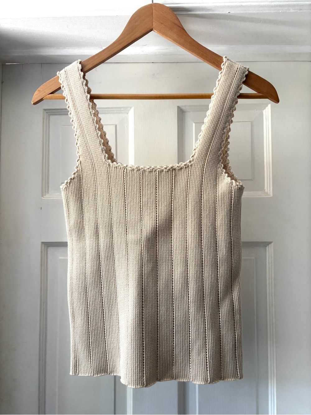 Reiss Dory Stitch Interest Square Neck Tank Vest Top Cream Size S - Picture 8 of 14